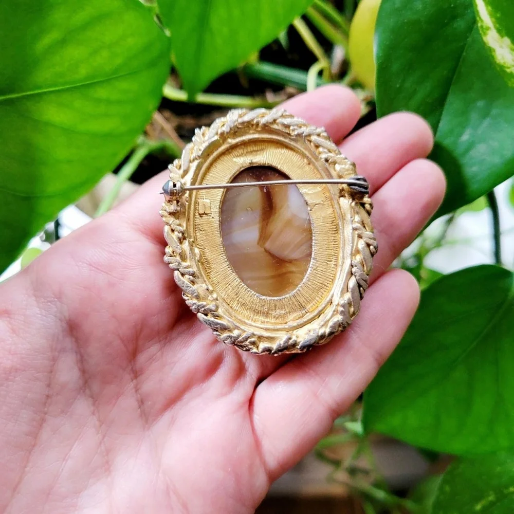 Vintage Agate Gemstone Lapel Brooch Pin - Picture 8 of 8